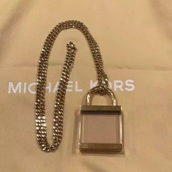 MICHAEL KORS Gold Plated Padlock Necklace 19” - Picture 1 of 4